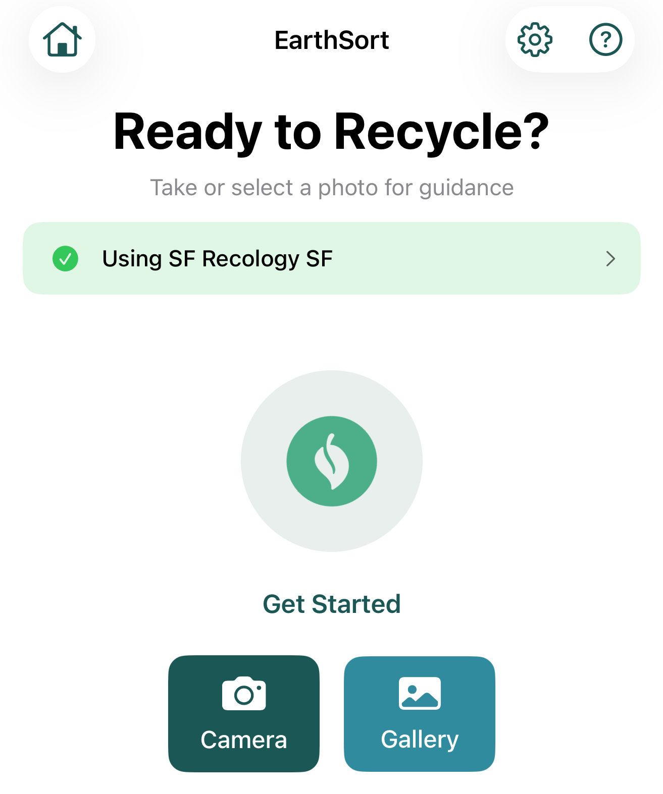 EarthSort app home screen in San Francisco